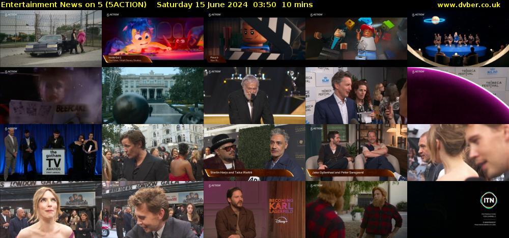 Entertainment News on 5 (5ACTION) Saturday 15 June 2024 03:50 - 04:00