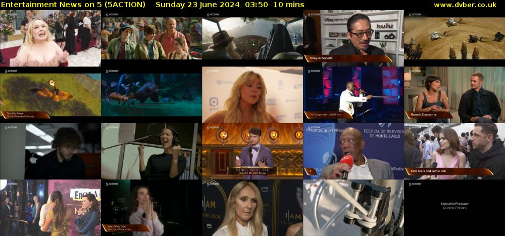 Entertainment News on 5 (5ACTION) Sunday 23 June 2024 03:50 - 04:00