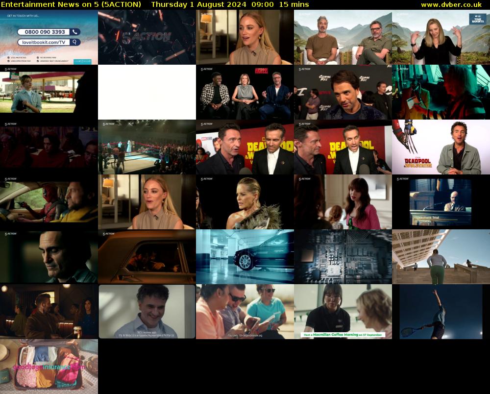 Entertainment News on 5 (5ACTION) Thursday 1 August 2024 09:00 - 09:15