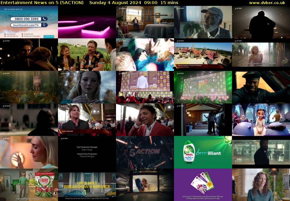 Entertainment News on 5 (5ACTION) Sunday 4 August 2024 09:00 - 09:15