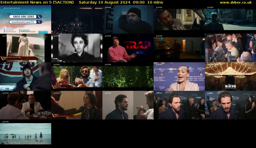 Entertainment News on 5 (5ACTION) Saturday 10 August 2024 09:00 - 09:10