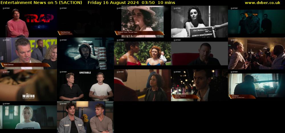 Entertainment News on 5 (5ACTION) Friday 16 August 2024 03:50 - 04:00