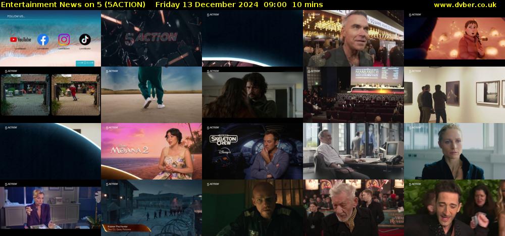 Entertainment News on 5 (5ACTION) Friday 13 December 2024 09:00 - 09:10