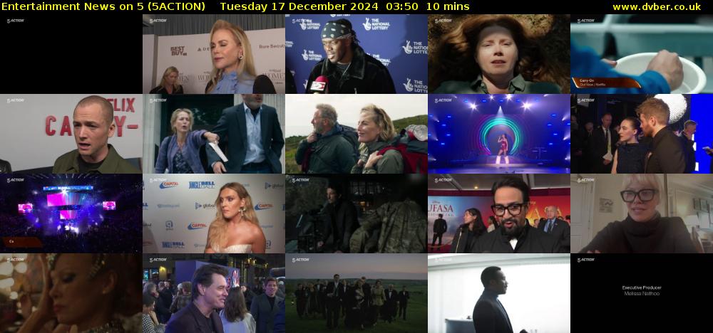 Entertainment News on 5 (5ACTION) Tuesday 17 December 2024 03:50 - 04:00