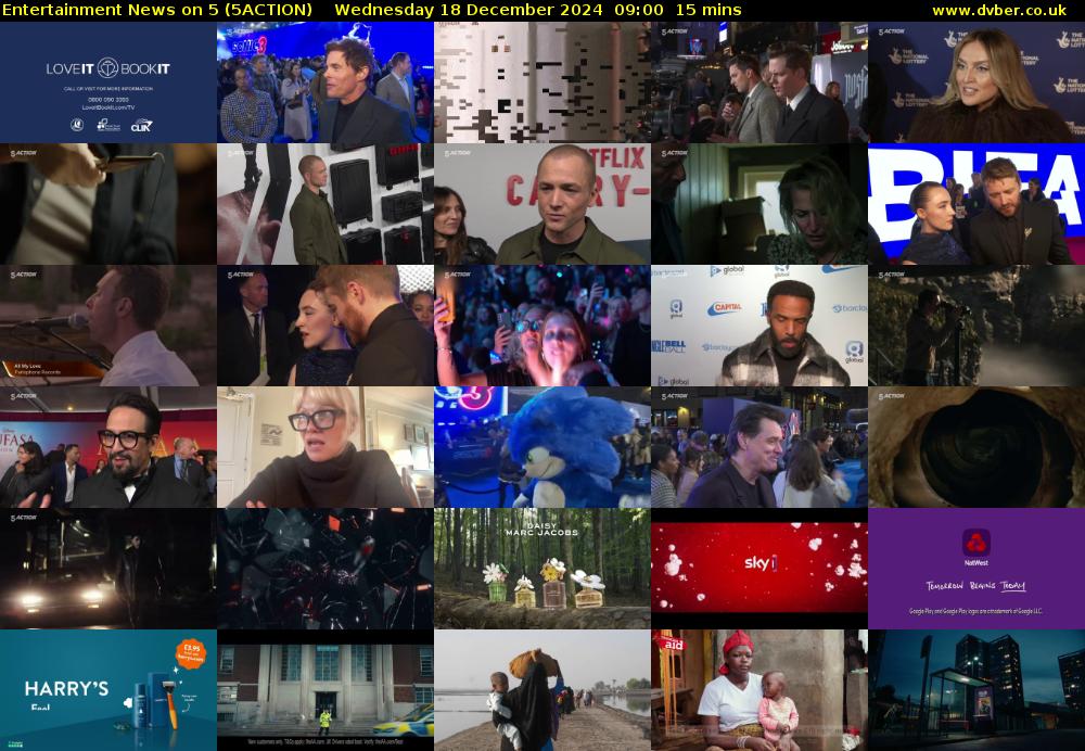 Entertainment News on 5 (5ACTION) Wednesday 18 December 2024 09:00 - 09:15