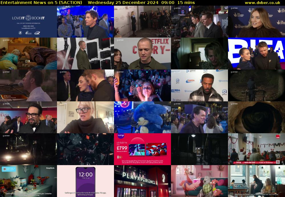 Entertainment News on 5 (5ACTION) Wednesday 25 December 2024 09:00 - 09:15