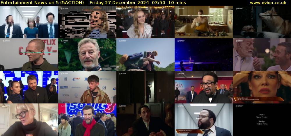 Entertainment News on 5 (5ACTION) Friday 27 December 2024 03:50 - 04:00