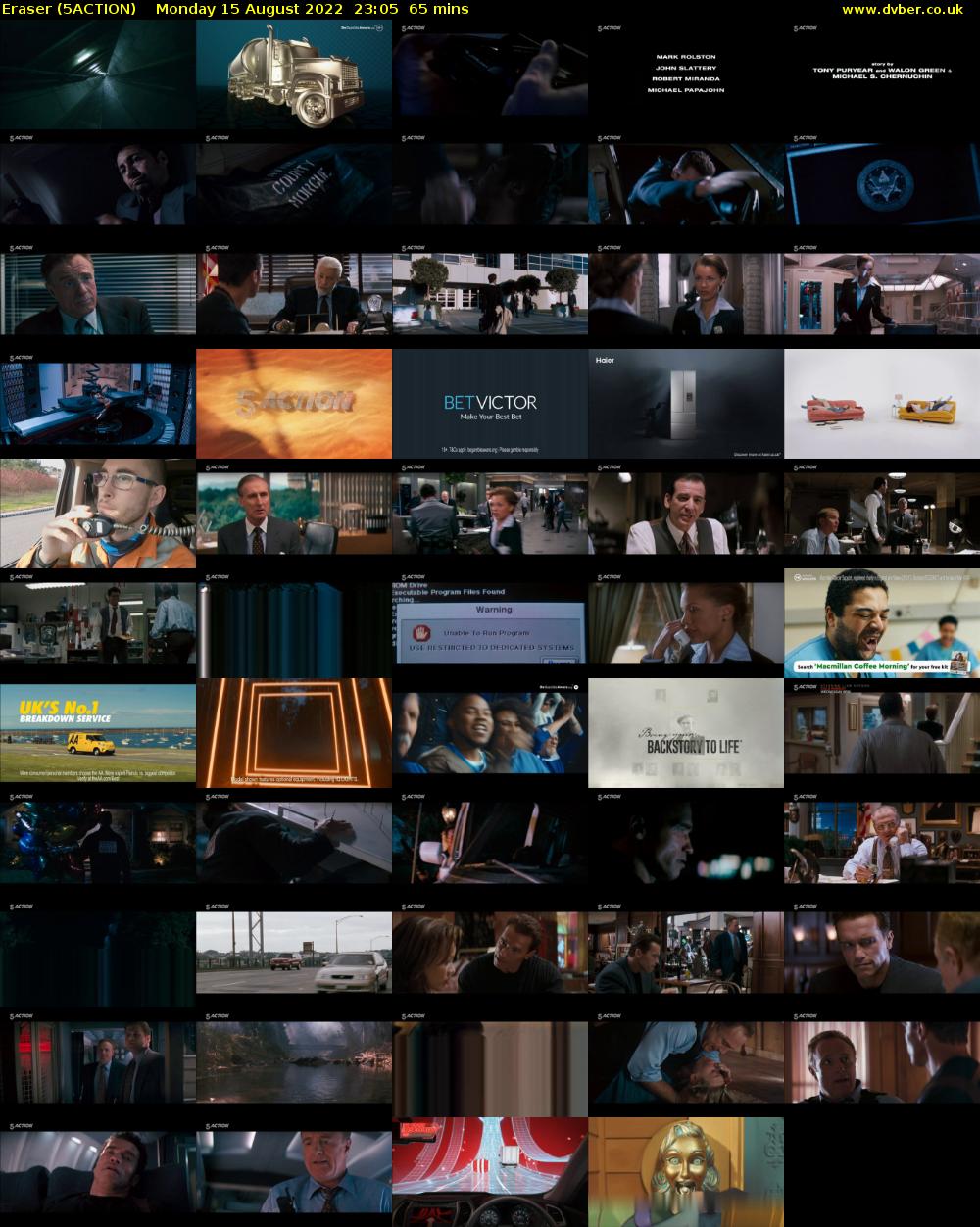 Eraser (5ACTION) Monday 15 August 2022 23:05 - 00:10