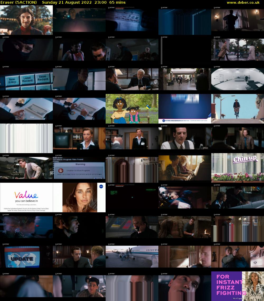 Eraser (5ACTION) Sunday 21 August 2022 23:00 - 00:05