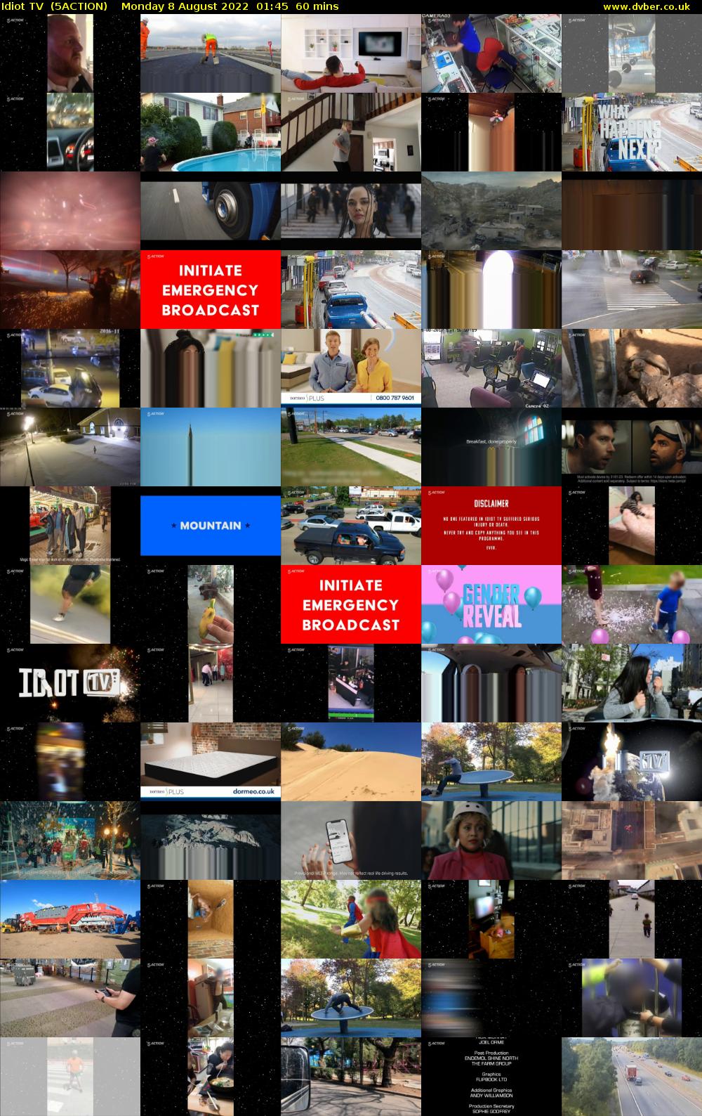 Idiot TV  (5ACTION) Monday 8 August 2022 01:45 - 02:45