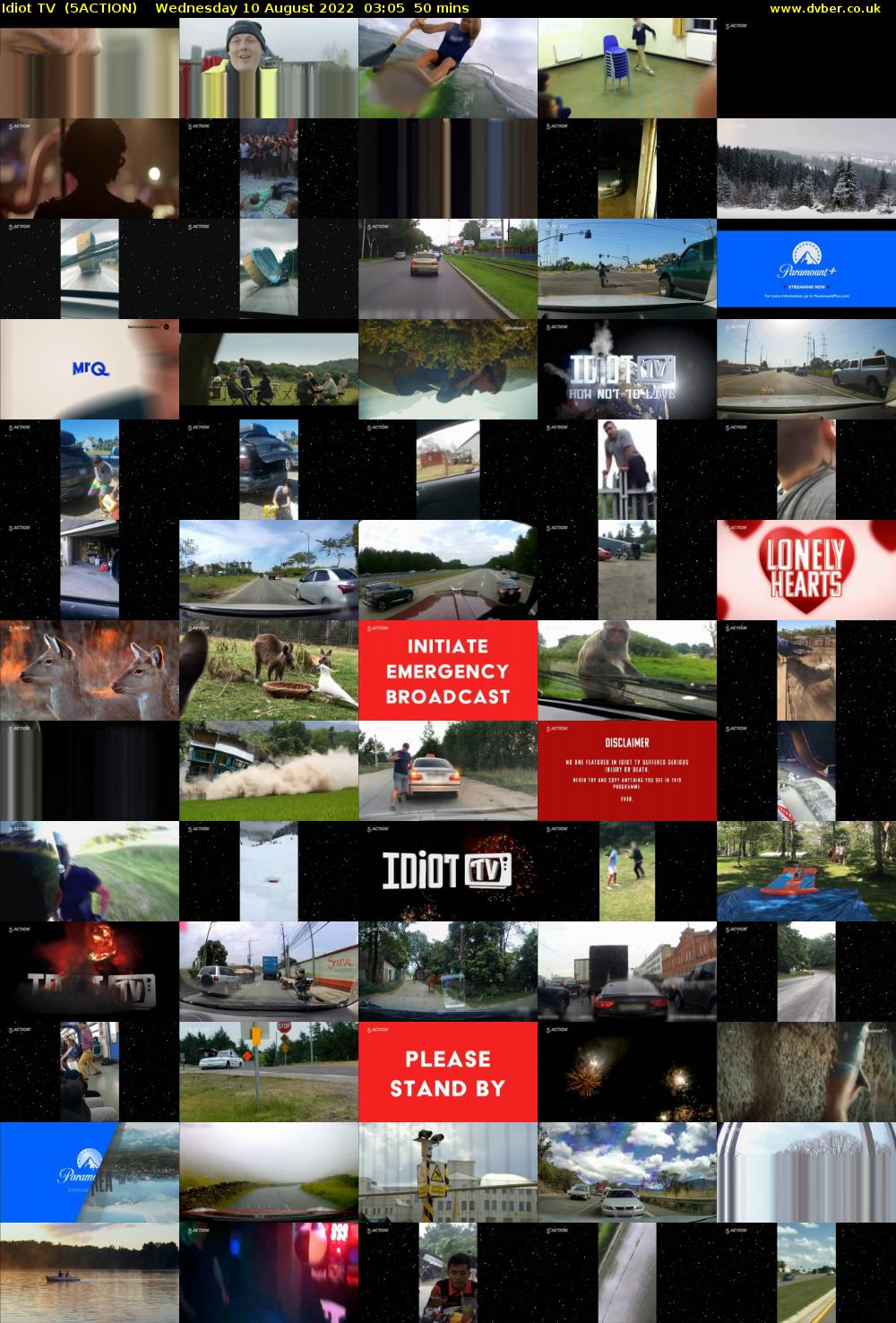Idiot TV  (5ACTION) Wednesday 10 August 2022 03:05 - 03:55
