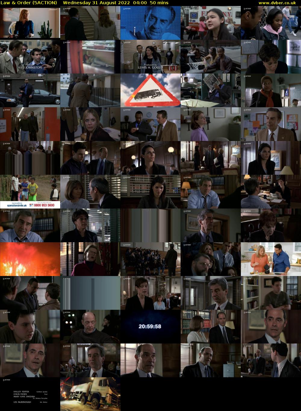 Law & Order (5ACTION) Wednesday 31 August 2022 04:00 - 04:50
