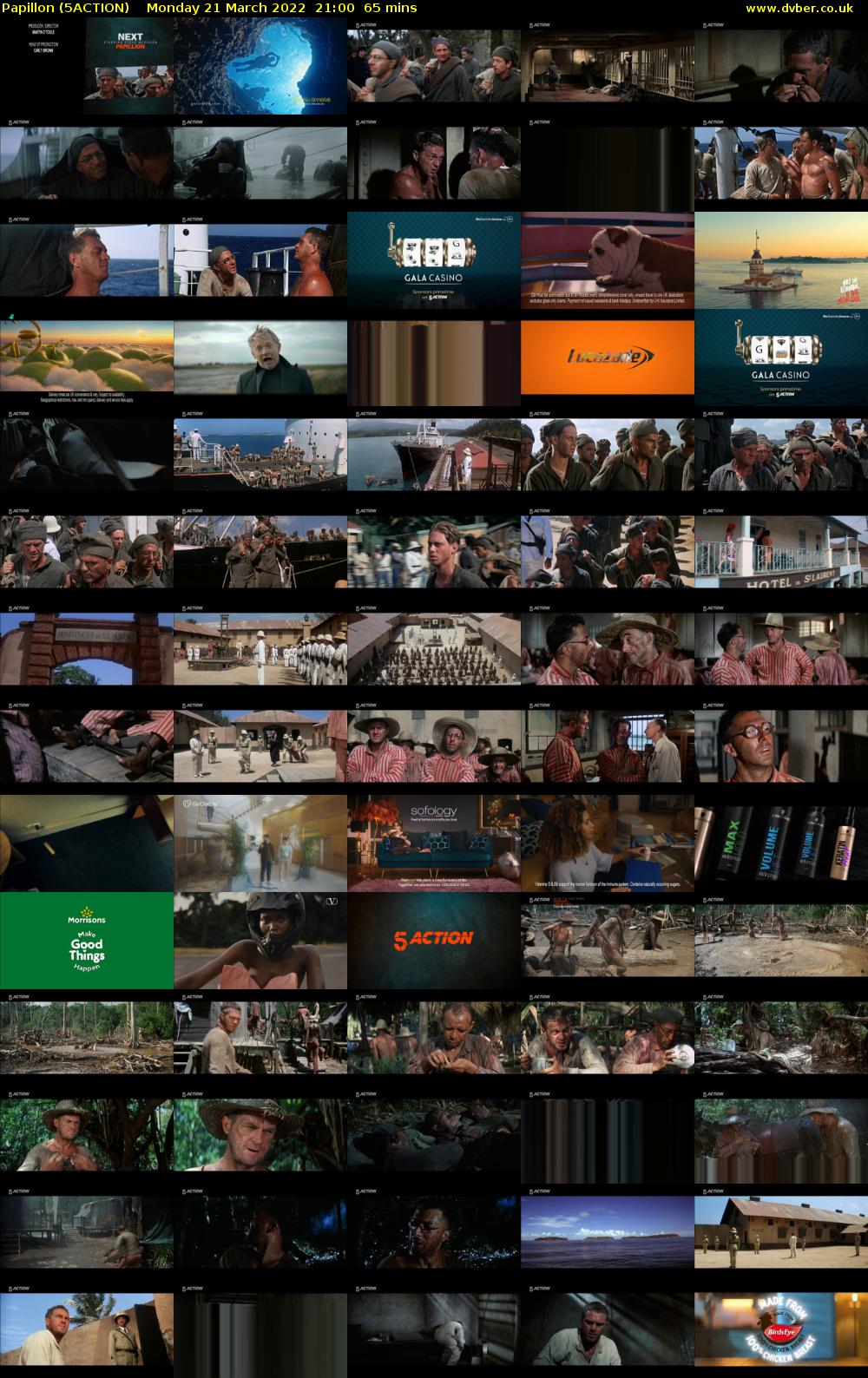 Papillon (5ACTION) Monday 21 March 2022 21:00 - 22:05