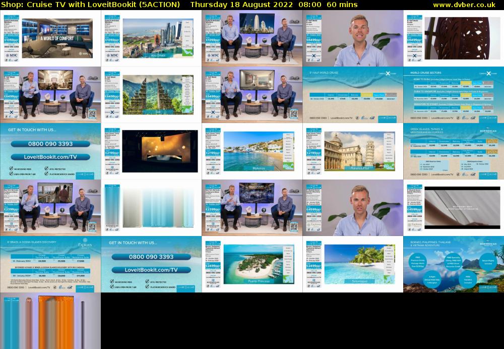 Shop: Cruise TV with LoveitBookit (5ACTION) Thursday 18 August 2022 08:00 - 09:00