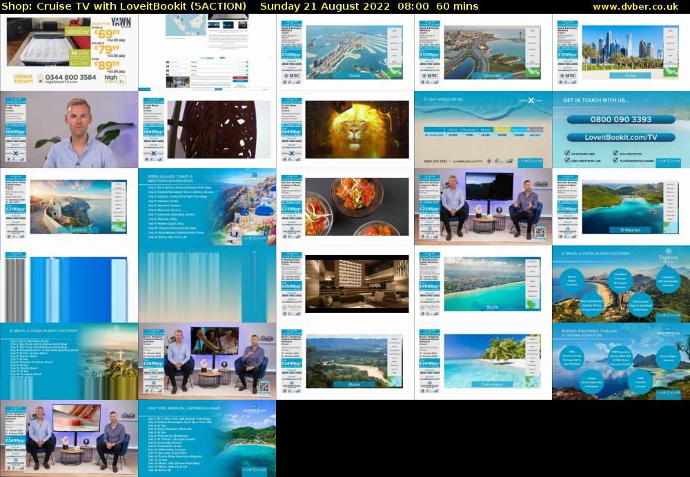 Shop: Cruise TV with LoveitBookit (5ACTION) Sunday 21 August 2022 08:00 - 09:00