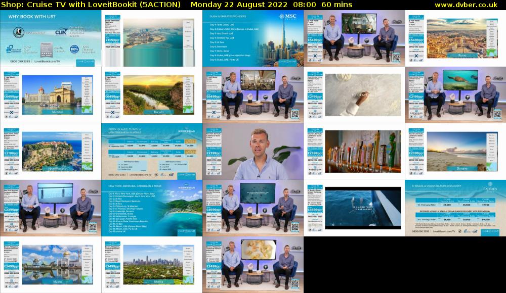 Shop: Cruise TV with LoveitBookit (5ACTION) Monday 22 August 2022 08:00 - 09:00