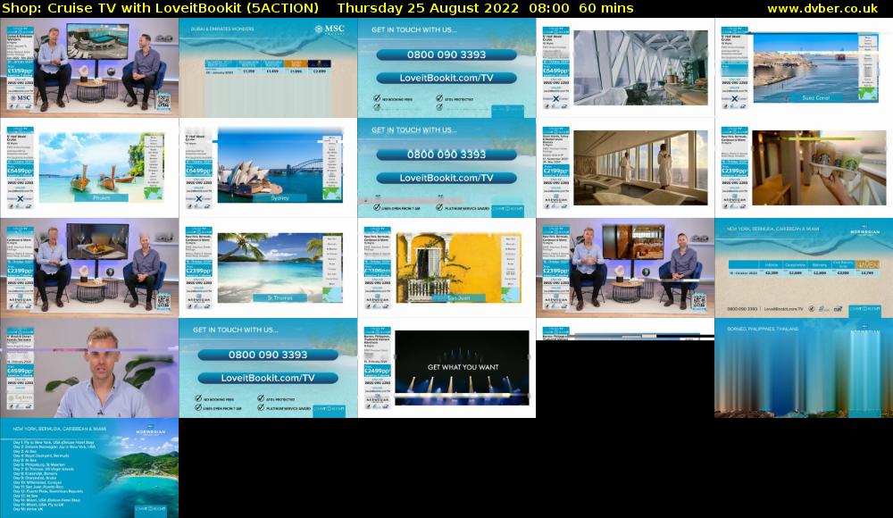 Shop: Cruise TV with LoveitBookit (5ACTION) Thursday 25 August 2022 08:00 - 09:00