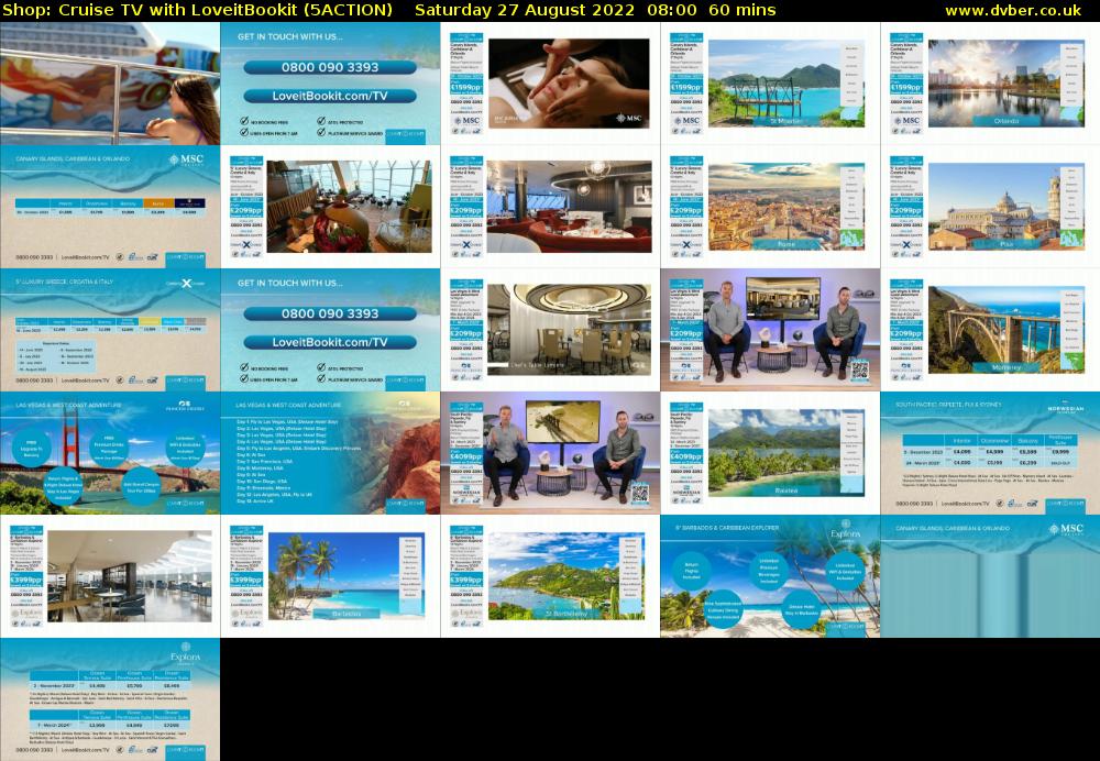 Shop: Cruise TV with LoveitBookit (5ACTION) Saturday 27 August 2022 08:00 - 09:00