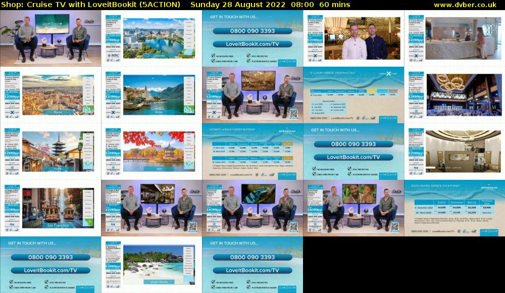 Shop: Cruise TV with LoveitBookit (5ACTION) Sunday 28 August 2022 08:00 - 09:00