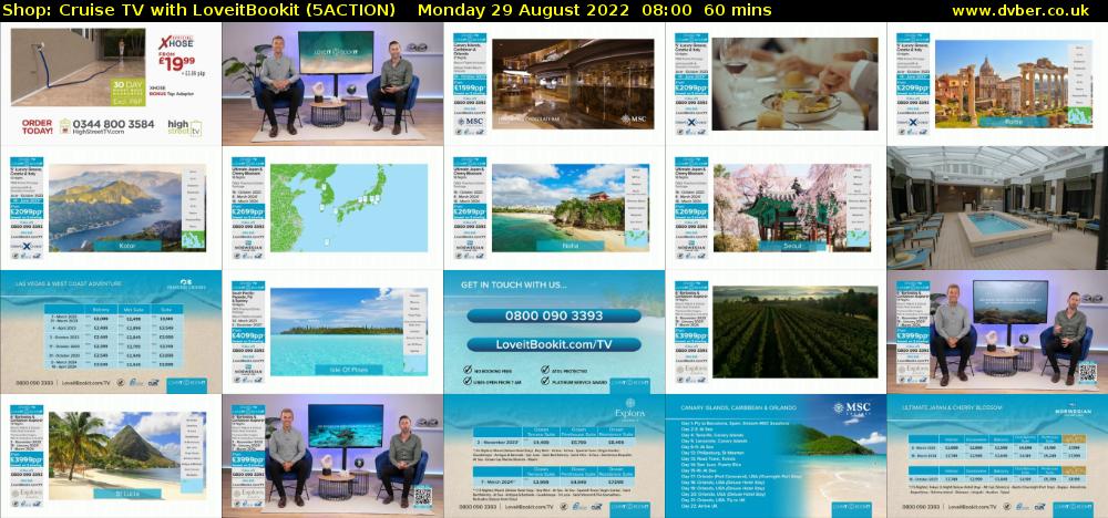 Shop: Cruise TV with LoveitBookit (5ACTION) Monday 29 August 2022 08:00 - 09:00