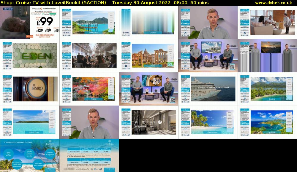 Shop: Cruise TV with LoveitBookit (5ACTION) Tuesday 30 August 2022 08:00 - 09:00