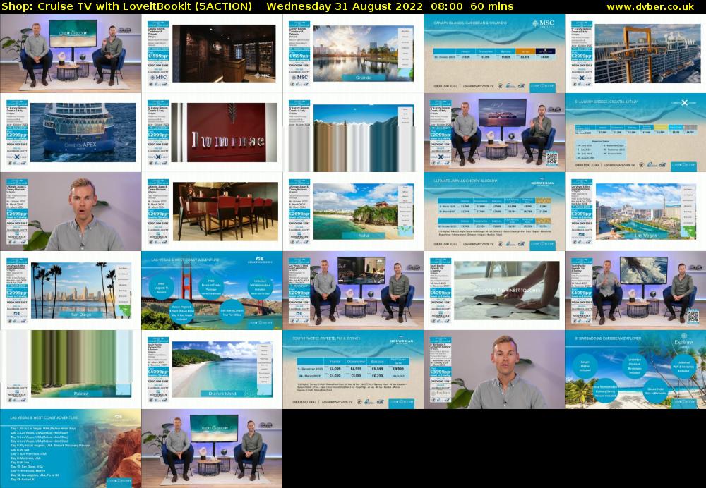 Shop: Cruise TV with LoveitBookit (5ACTION) Wednesday 31 August 2022 08:00 - 09:00