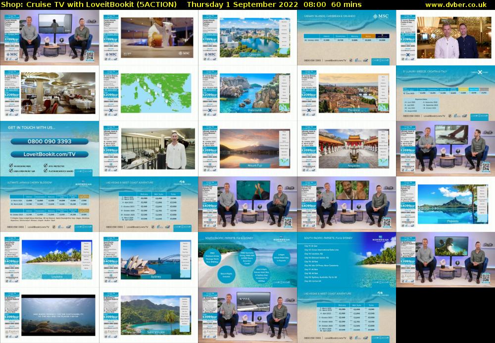 Shop: Cruise TV with LoveitBookit (5ACTION) Thursday 1 September 2022 08:00 - 09:00