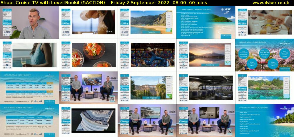 Shop: Cruise TV with LoveitBookit (5ACTION) Friday 2 September 2022 08:00 - 09:00