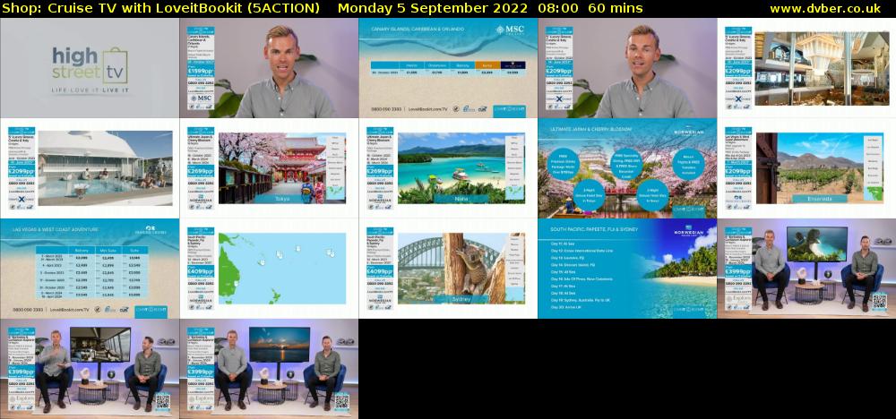 Shop: Cruise TV with LoveitBookit (5ACTION) Monday 5 September 2022 08:00 - 09:00