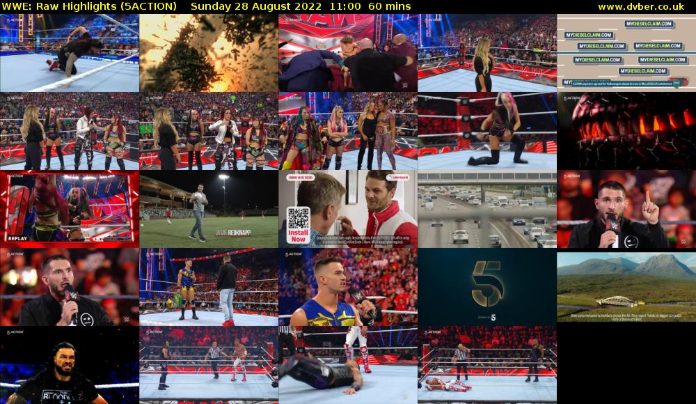 WWE: Raw Highlights (5ACTION) Sunday 28 August 2022 11:00 - 12:00