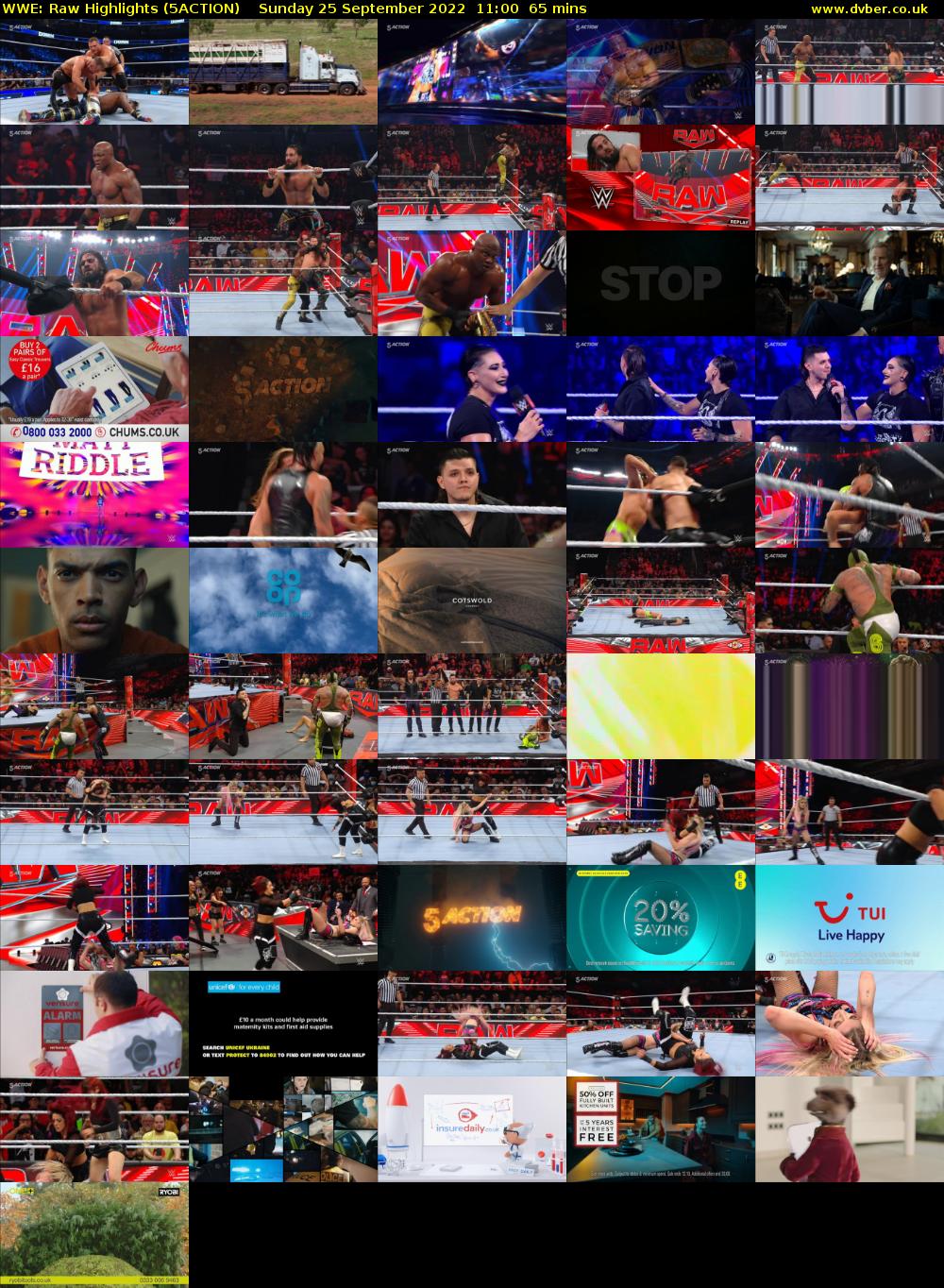 WWE: Raw Highlights (5ACTION) Sunday 25 September 2022 11:00 - 12:05