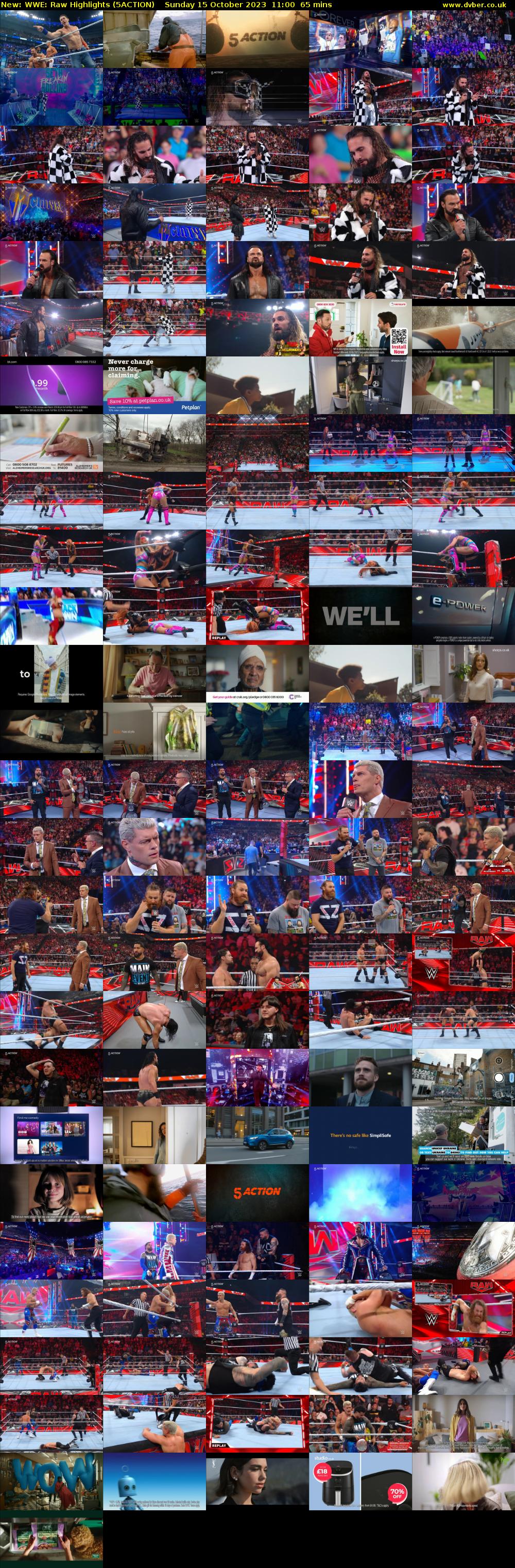 WWE: Raw Highlights (5ACTION) Sunday 15 October 2023 11:00 - 12:05