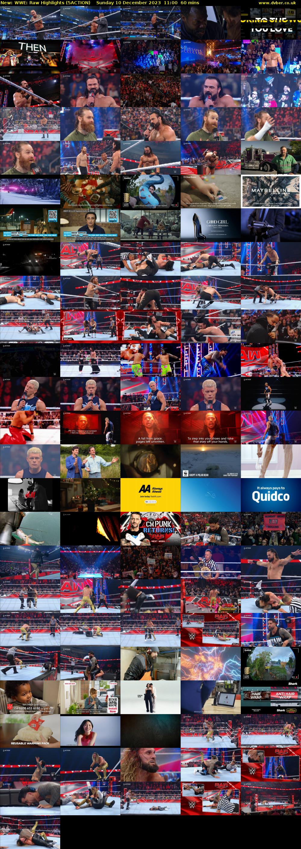 WWE: Raw Highlights (5ACTION) Sunday 10 December 2023 11:00 - 12:00