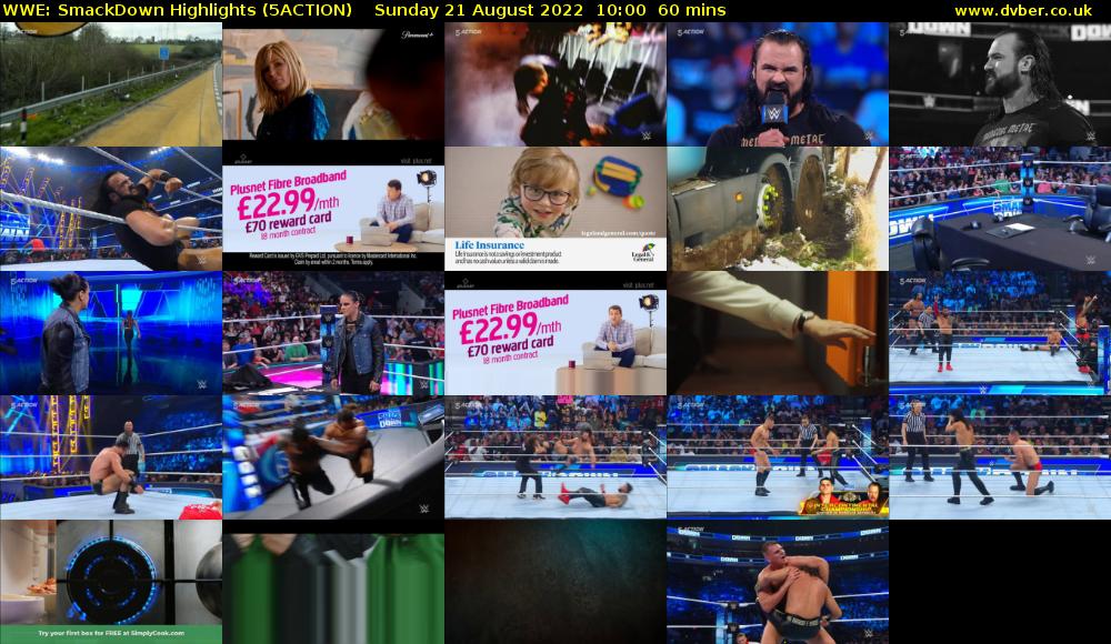 WWE: SmackDown Highlights (5ACTION) Sunday 21 August 2022 10:00 - 11:00