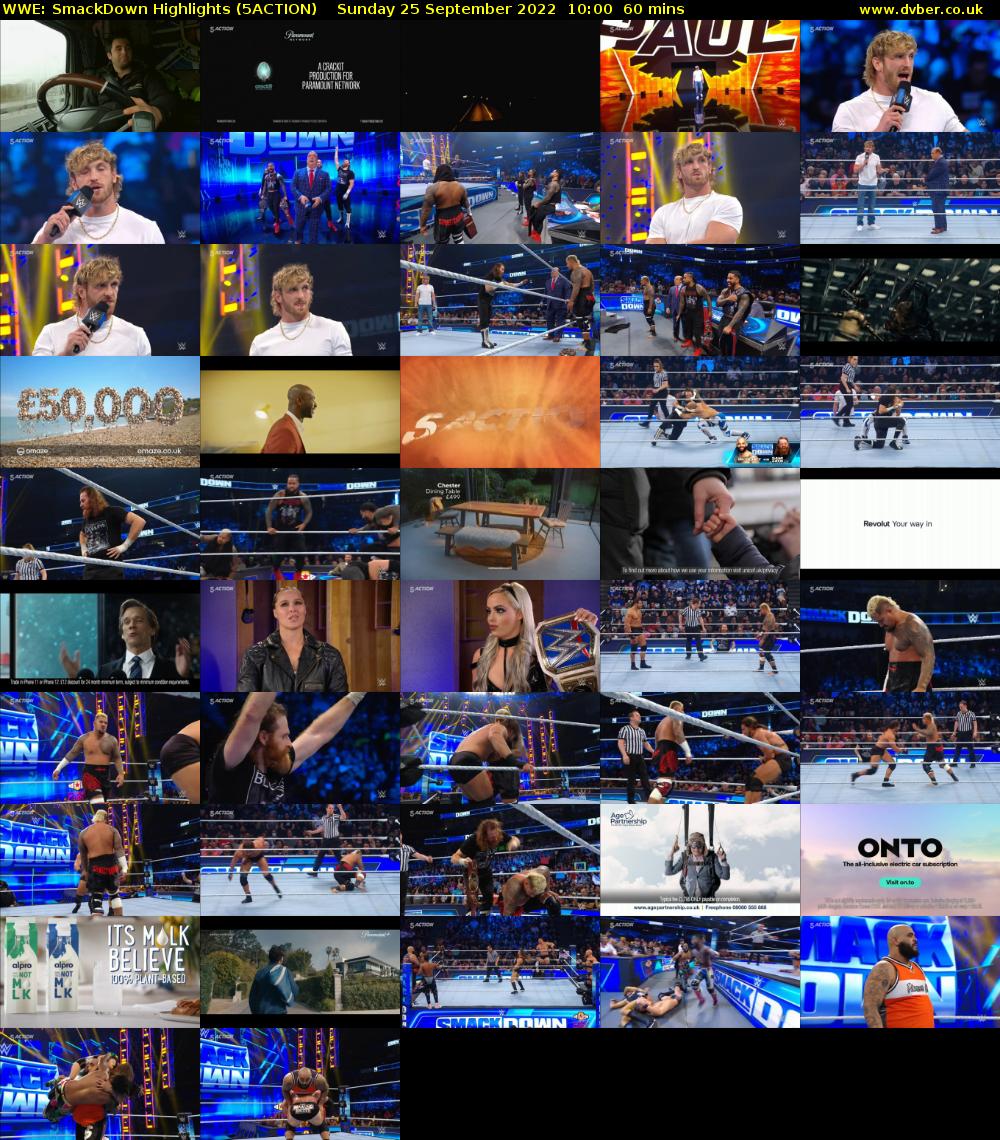 WWE: SmackDown Highlights (5ACTION) Sunday 25 September 2022 10:00 - 11:00