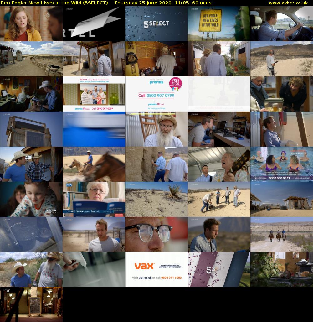 Ben Fogle: New Lives In the Wild (5SELECT) Thursday 25 June 2020 11:05 - 12:05