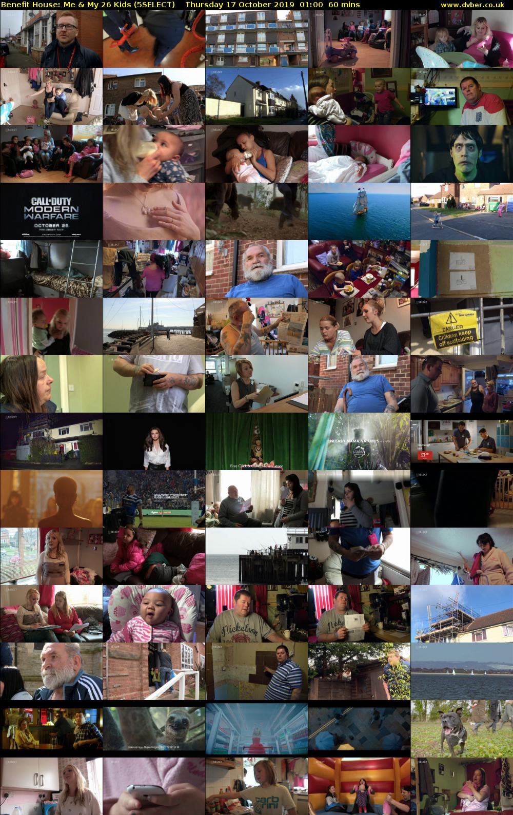 Benefit House: Me & My 26 Kids (5SELECT) Thursday 17 October 2019 01:00 - 02:00