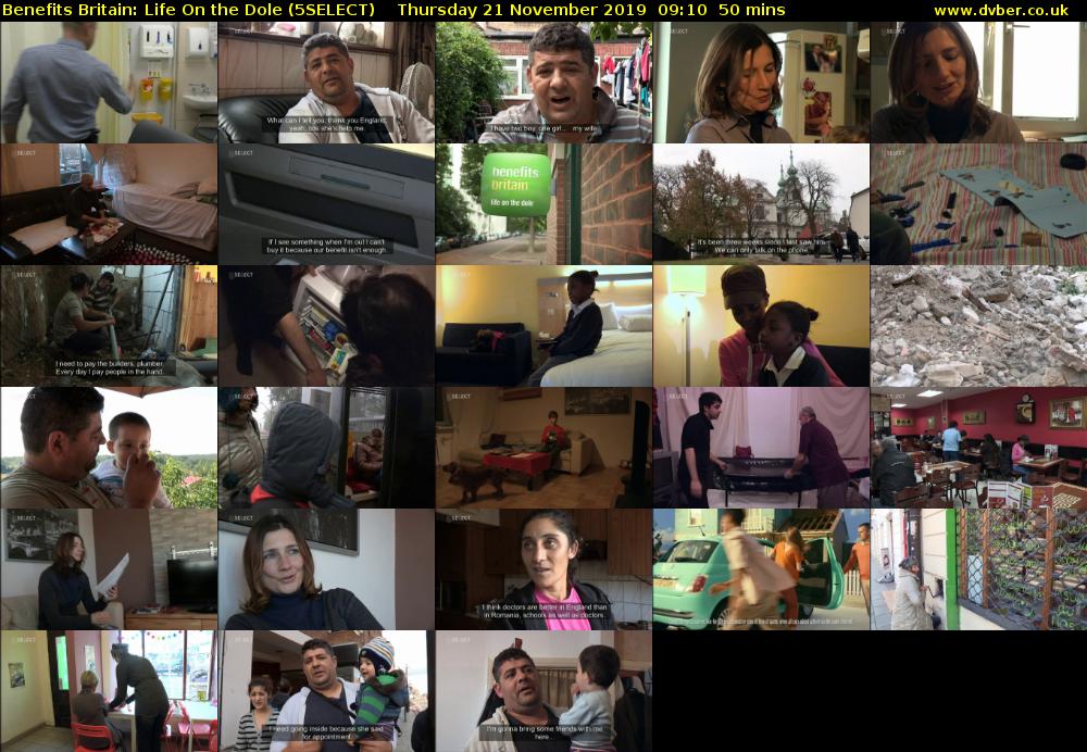 Benefits Britain: Life On the Dole (5SELECT) Thursday 21 November 2019 09:10 - 10:00