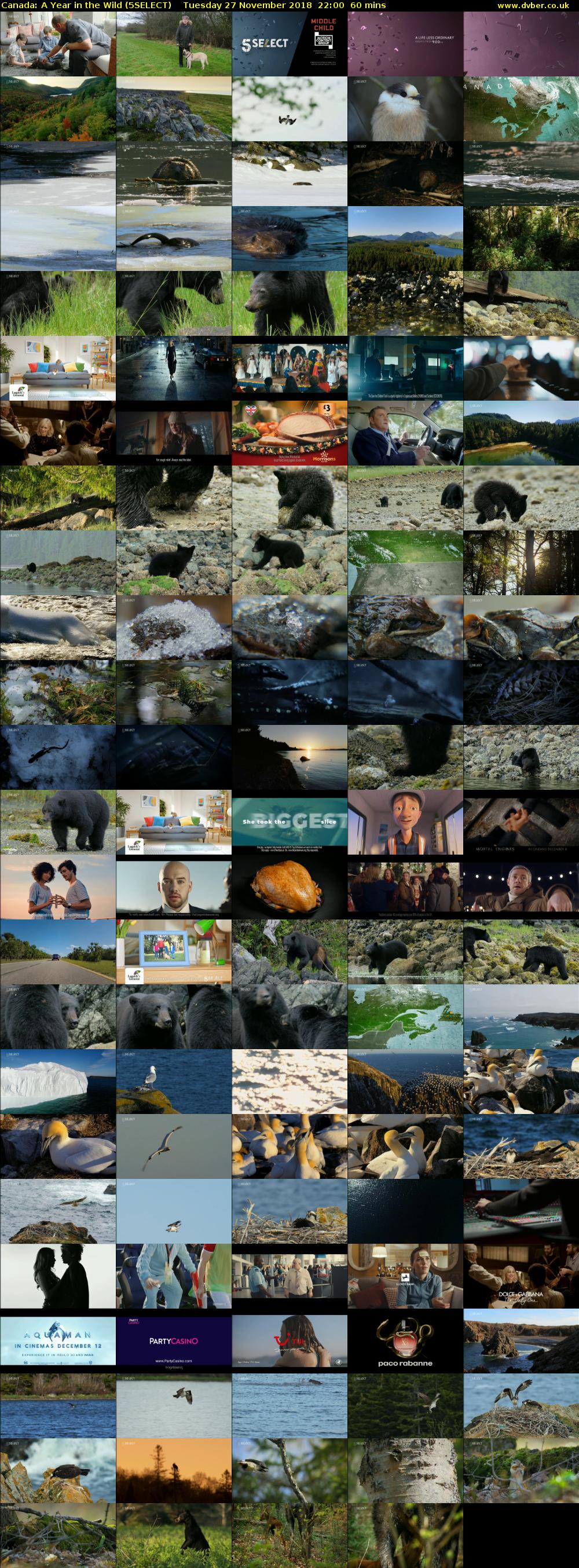 Canada: A Year in the Wild (5SELECT) Tuesday 27 November 2018 22:00 - 23:00