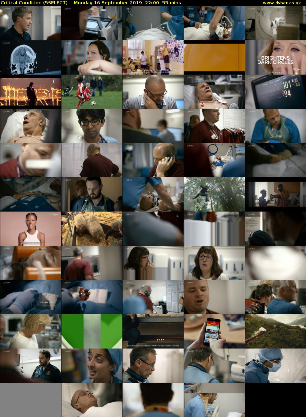 Critical Condition (5SELECT) Monday 16 September 2019 22:00 - 22:55