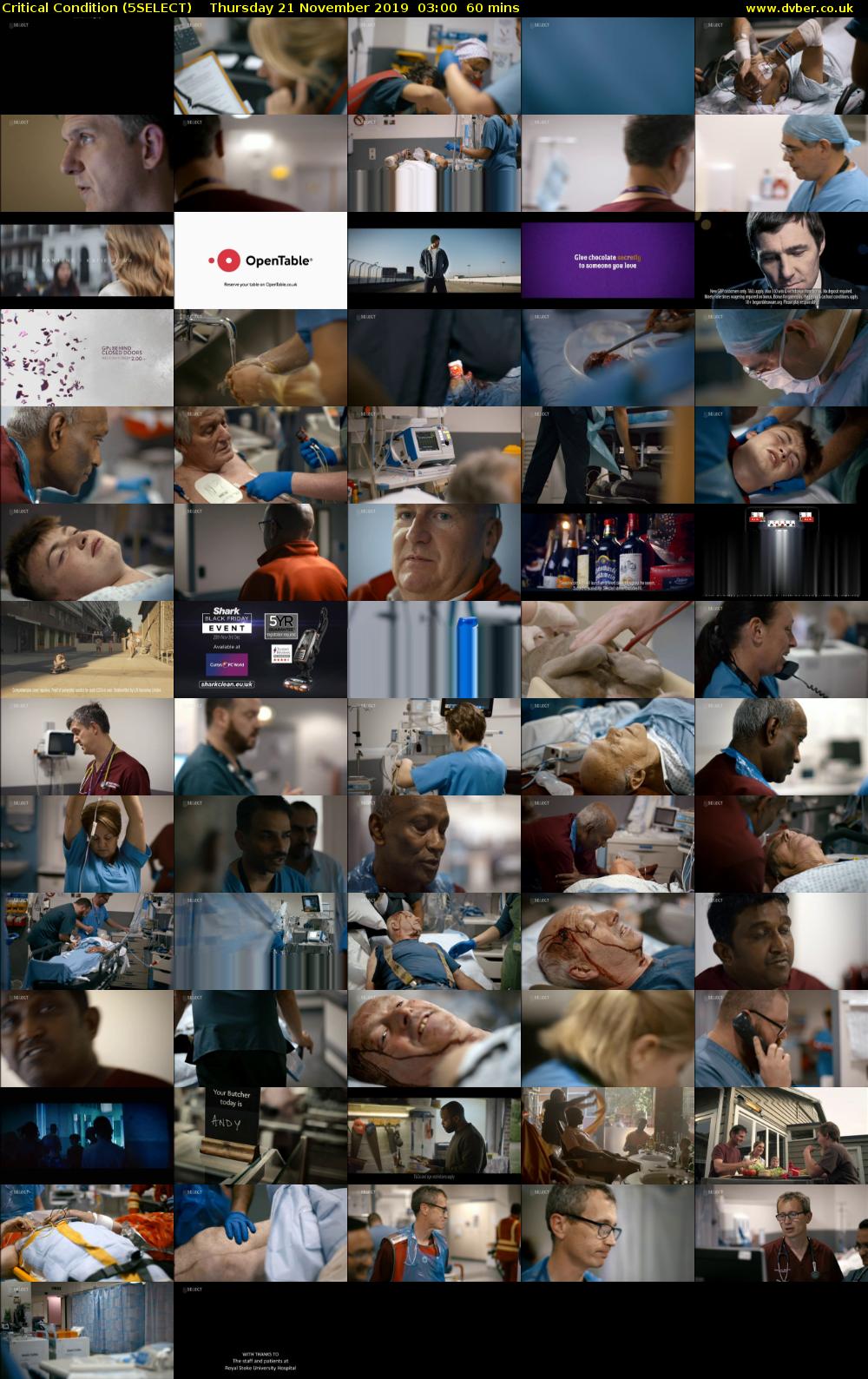 Critical Condition (5SELECT) Thursday 21 November 2019 03:00 - 04:00