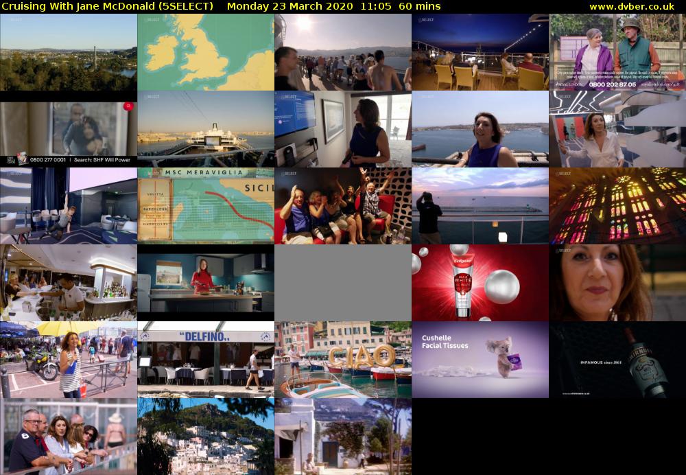 Cruising With Jane McDonald (5SELECT) Monday 23 March 2020 11:05 - 12:05