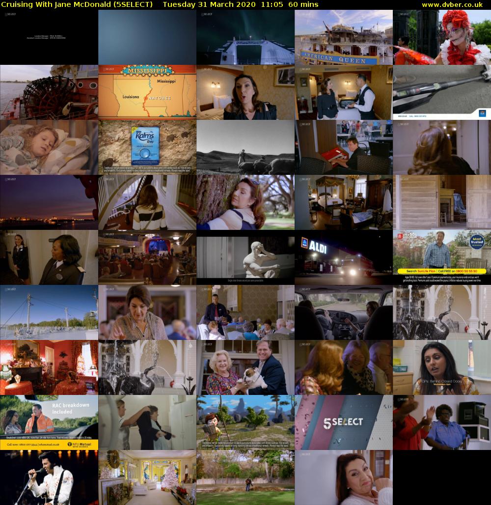 Cruising With Jane McDonald (5SELECT) Tuesday 31 March 2020 11:05 - 12:05