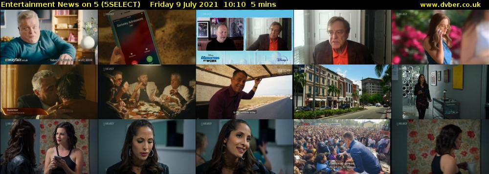 Entertainment News on 5 (5SELECT) Friday 9 July 2021 10:10 - 10:15