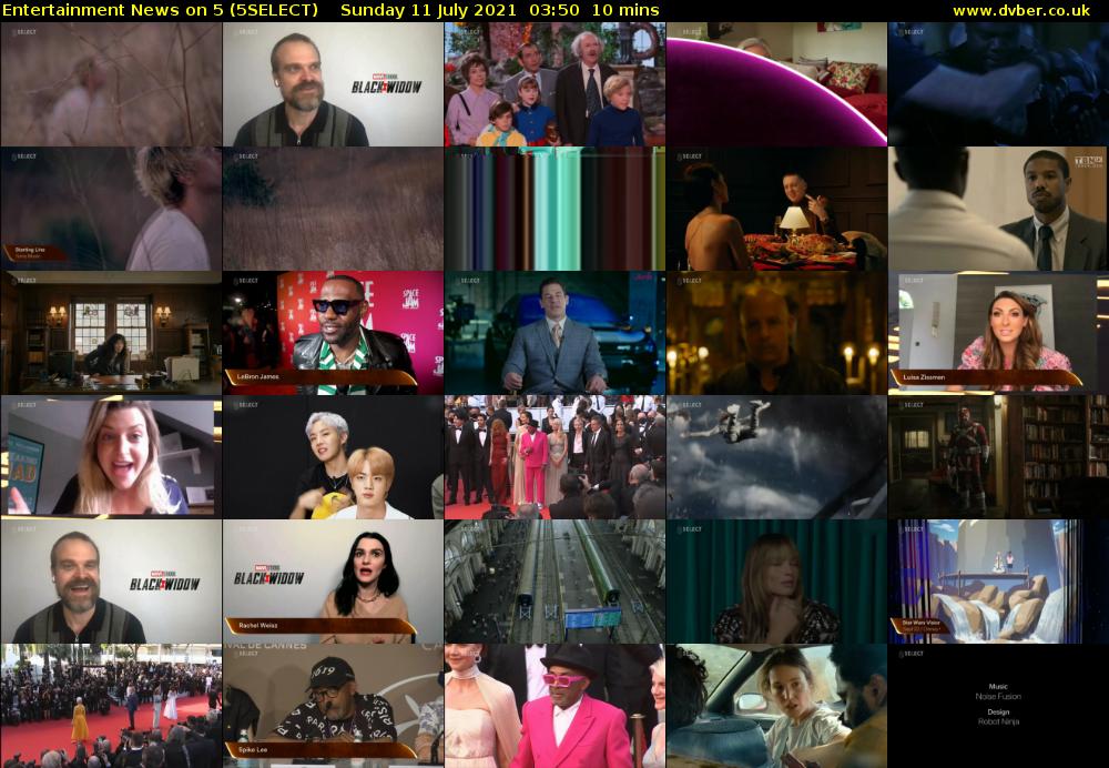 Entertainment News on 5 (5SELECT) Sunday 11 July 2021 03:50 - 04:00