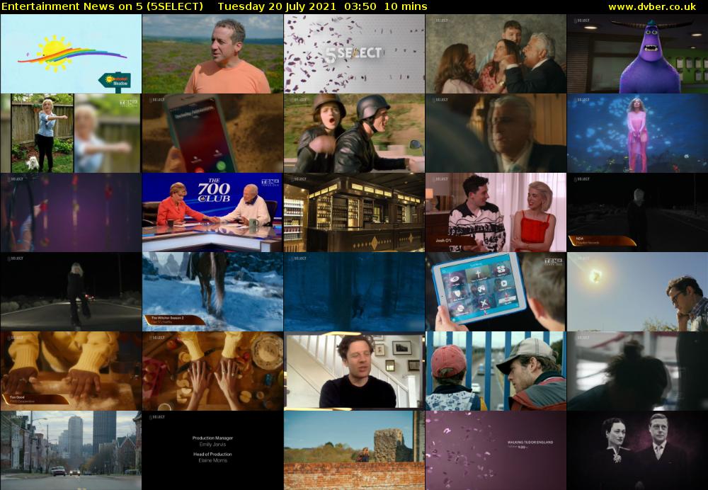Entertainment News on 5 (5SELECT) Tuesday 20 July 2021 03:50 - 04:00