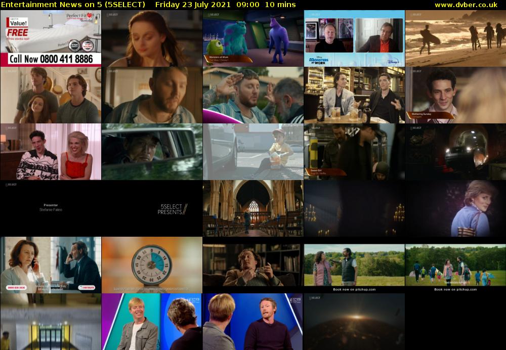 Entertainment News on 5 (5SELECT) Friday 23 July 2021 09:00 - 09:10