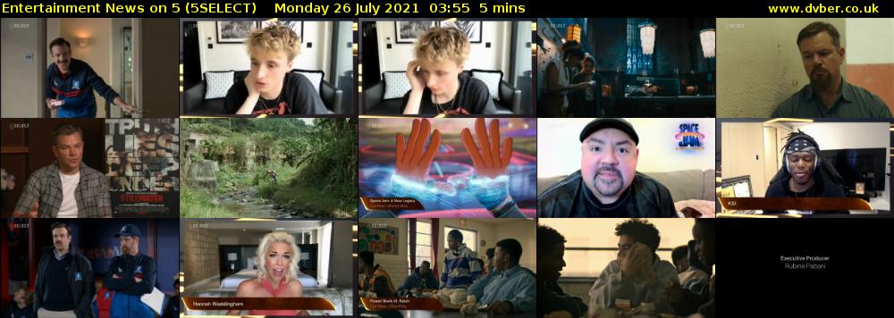 Entertainment News on 5 (5SELECT) Monday 26 July 2021 03:55 - 04:00