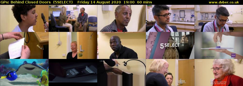 GPs: Behind Closed Doors  (5SELECT) Friday 14 August 2020 19:00 - 20:00
