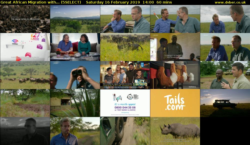 Great African Migration with... (5SELECT) Saturday 16 February 2019 14:00 - 15:00